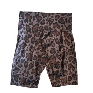 Miraclesuit Brown and Grey Leopard Print Nylon and Spandex Shorts Size L